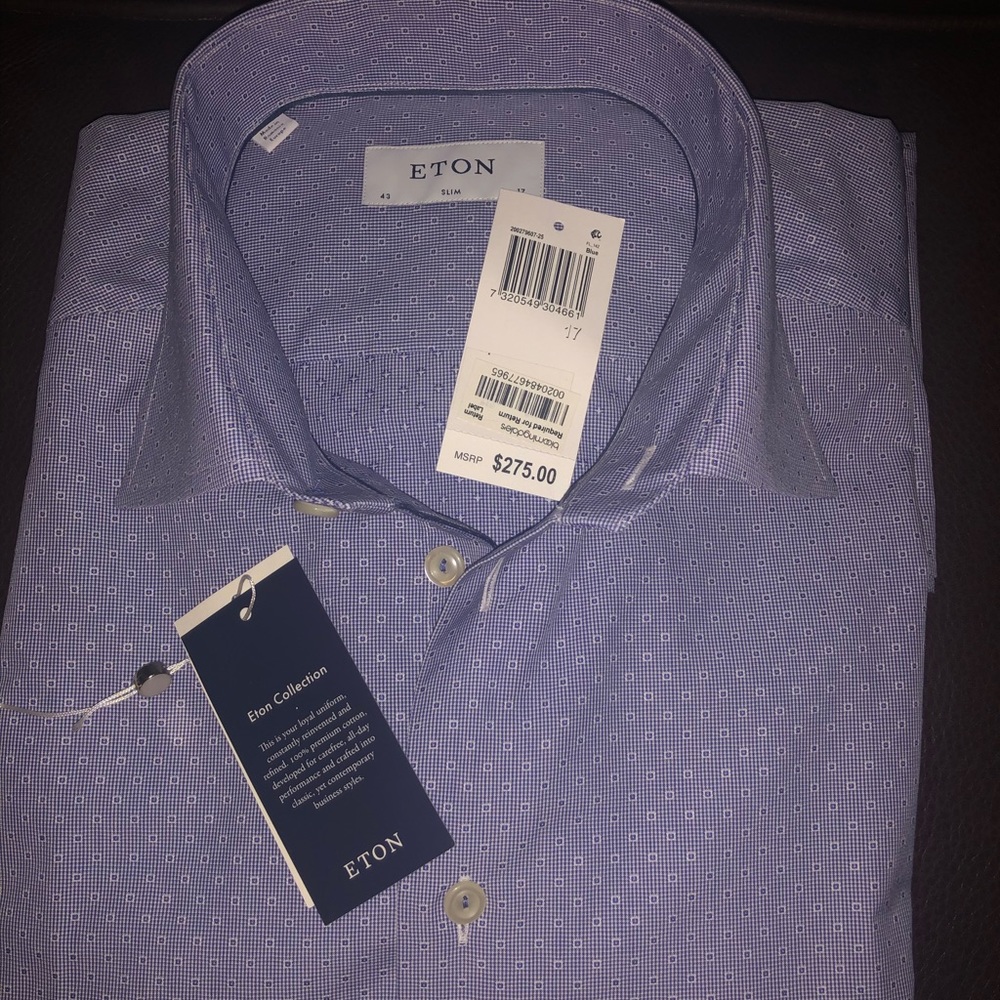 New Men’s Eton Slim Fit Dress Shirt Retail $275